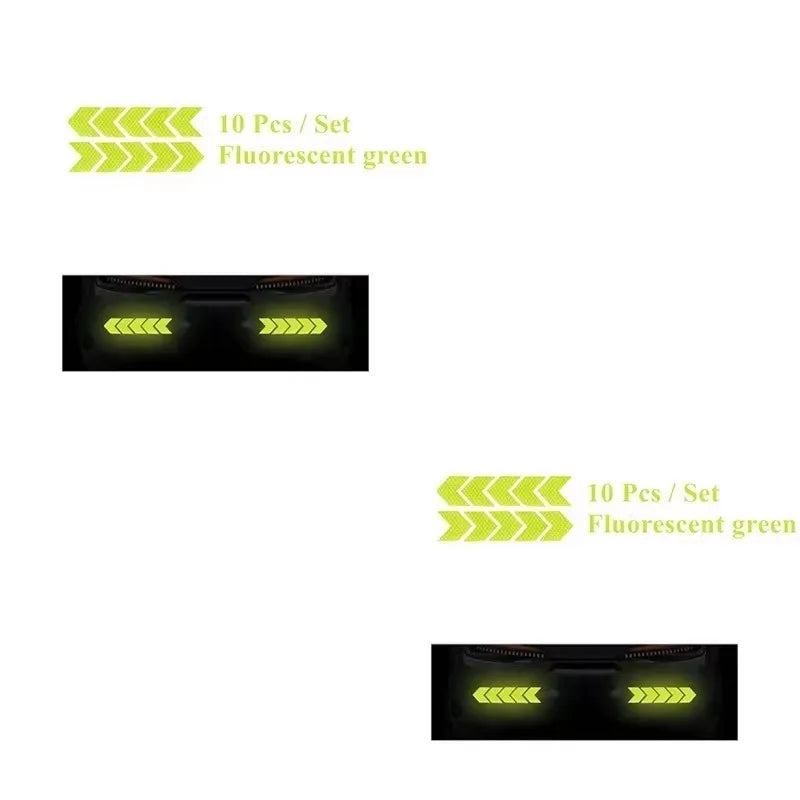 1/2/3set Car Bumper Reflective Safety Strip Stickers Car Arrow Reflective Sticker Reflective Warning Safety Tape Oasis Select Fluorescent green-2s