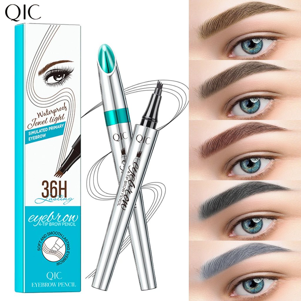 QIC 4-Tip Waterproof Eyebrow Pencil – Long-Lasting Brow Definer
