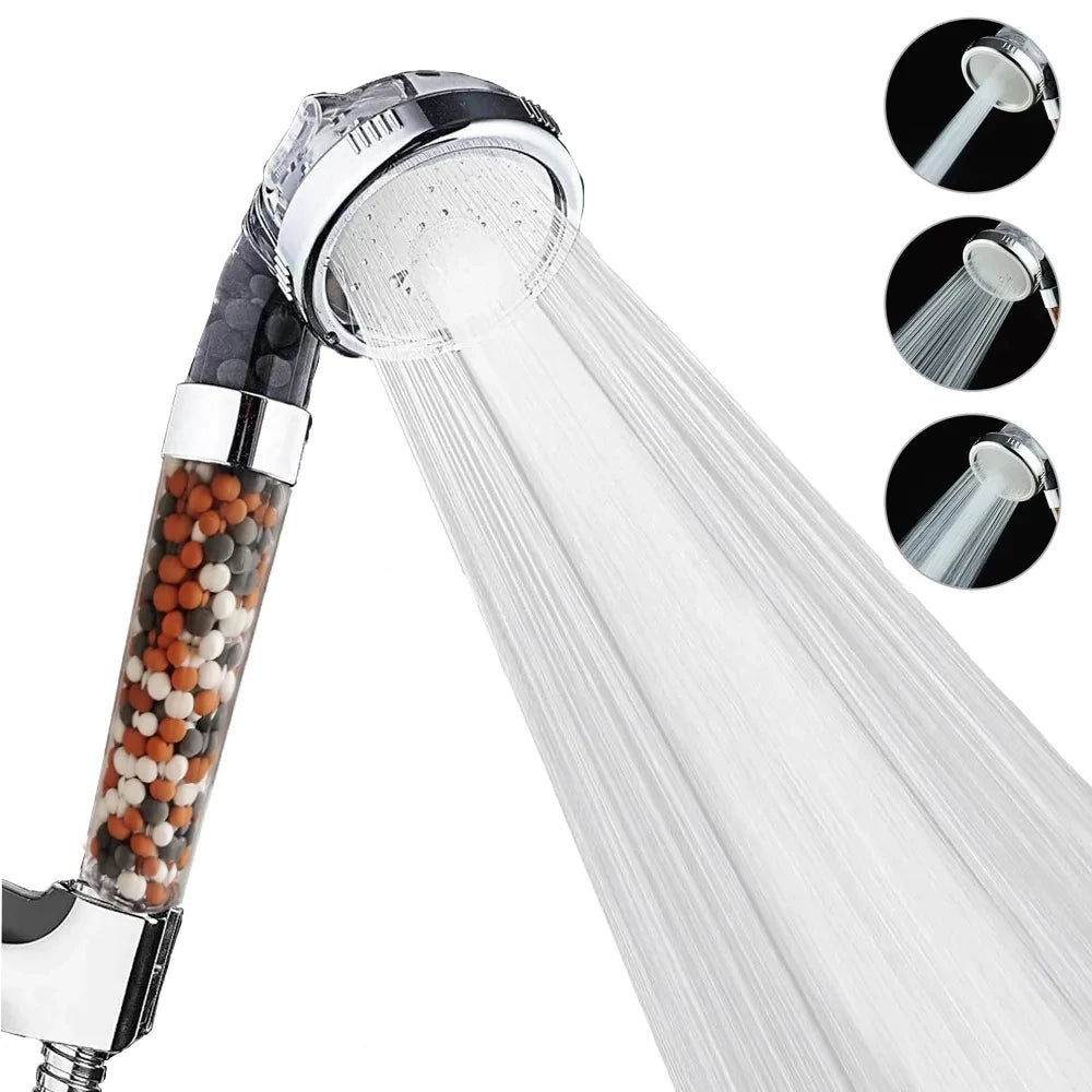 New 3 Functions High Pressure SPA Shower Head Water Saving Handheld Rainfall Bathroom Accessories Anion Filter Shower Oasis Select