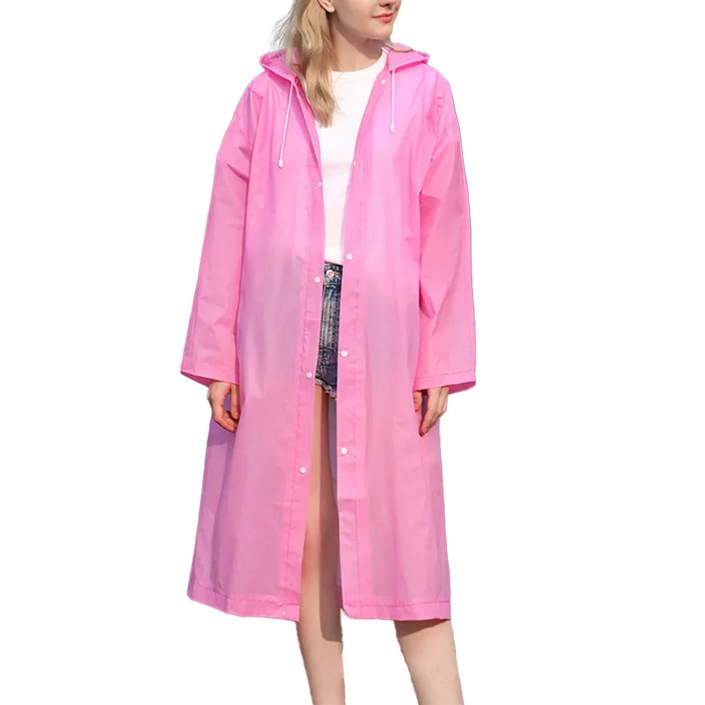 High Quality 1piece 145*68CM EVA Unisex Raincoat Thickened Raincoat Women Waterproof Men Black Camping Waterproof Rainwear Suit Oasis Select Pink