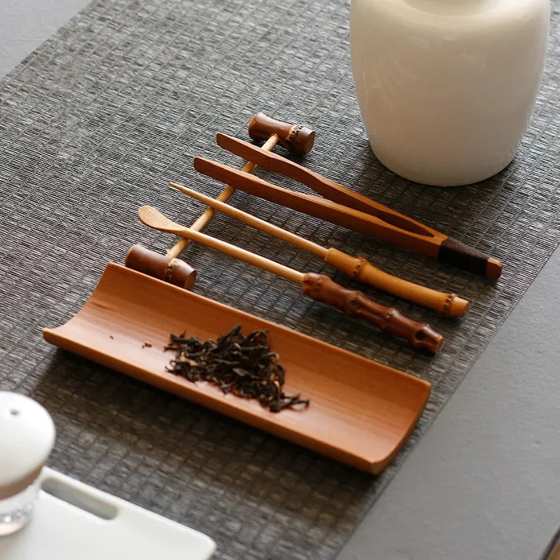 Japanese Bamboo Tea Kit Portable Tea Pliers Spoon Needle Exquisite Handmade Ceremony Tools for Daily Use Oasis Select