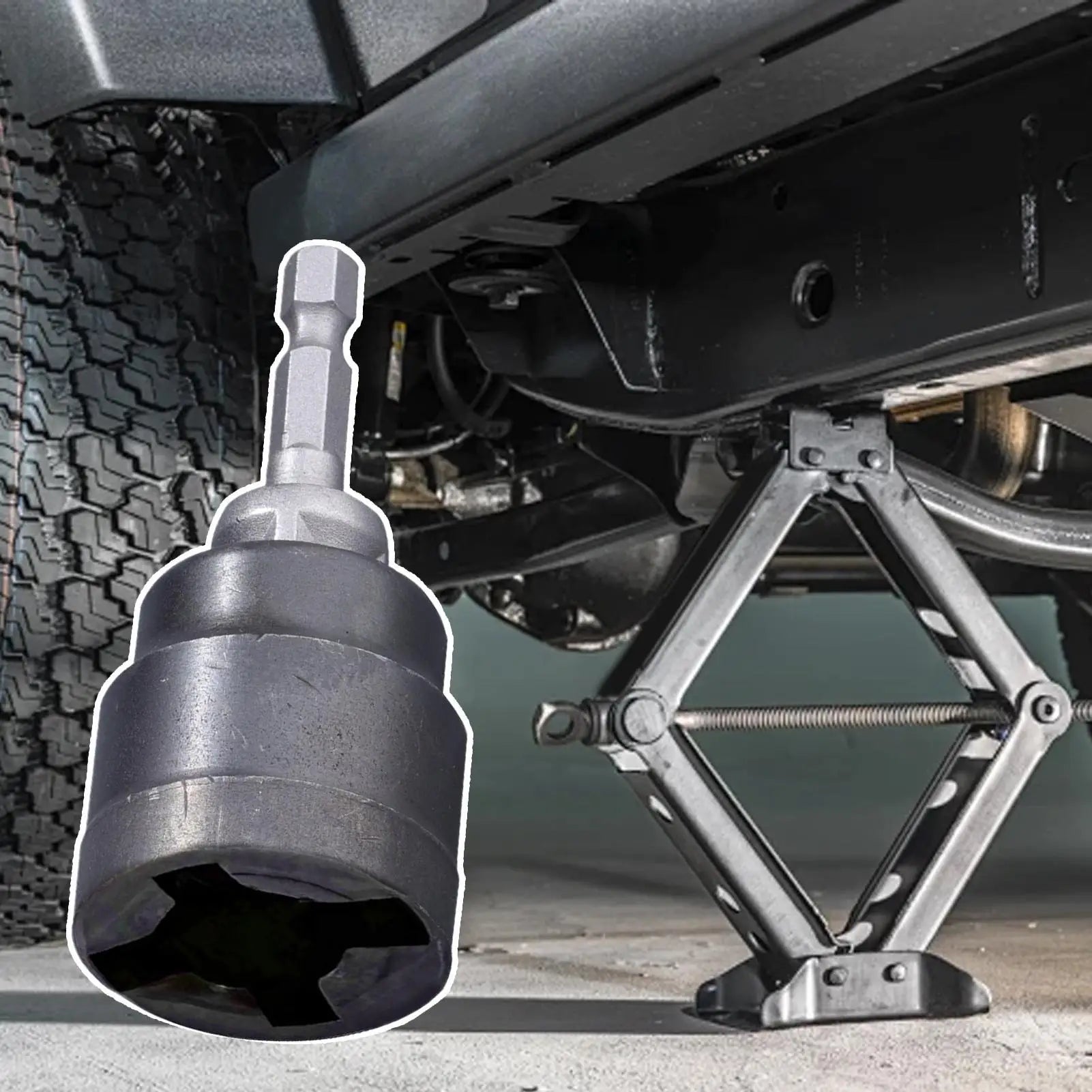 Scissor Jack Drill Adapter Socket Converter for Scissor Car Jack Heavy-Duty Tool Change Converter Rust-Resistant Accessories Oasis Select