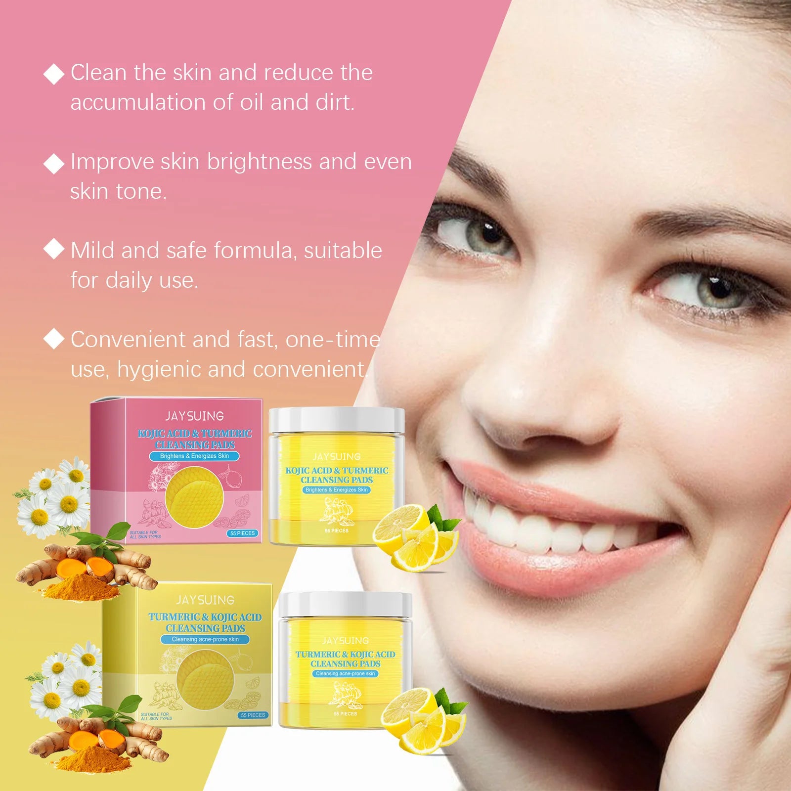 Turmeric Exfoliating Facial Pads – Anti-Acne & Deep Cleanse Exfoliating Facial Pads Oasis Select