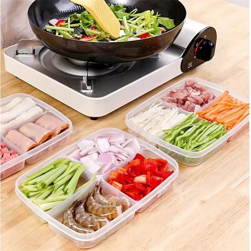 4-Compartment Fridge Food Storage Box with Lid | Freezer Safe Food Storage Container Oasis Select