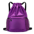 Water Resistant Nylon Drawstring Sports Backpack with Tassel Zipper Utility Pocket Lightweight Gym Sack for Travel Outdoor Oasis Select purple 40CM