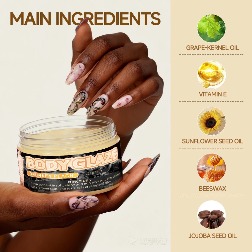 8oz 2oz Body Glaze Peach Moisturizes, Protects, and Repairs Skin Create a more even-looking skin tone Oasis Select