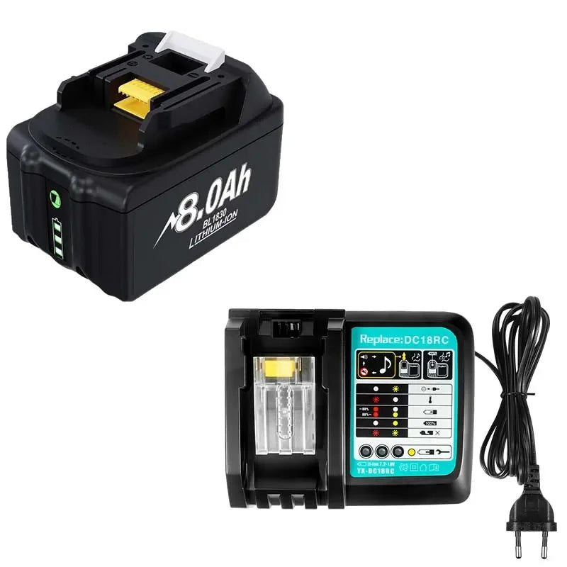 For Makita 18V Battery 8000mAh Replacement Battery Compatible For Makita BL1830 BL1850 BL1840 BL1840B BL1850B BL1890 Power Tools Oasis Select 1X8.0Ah1XCharger