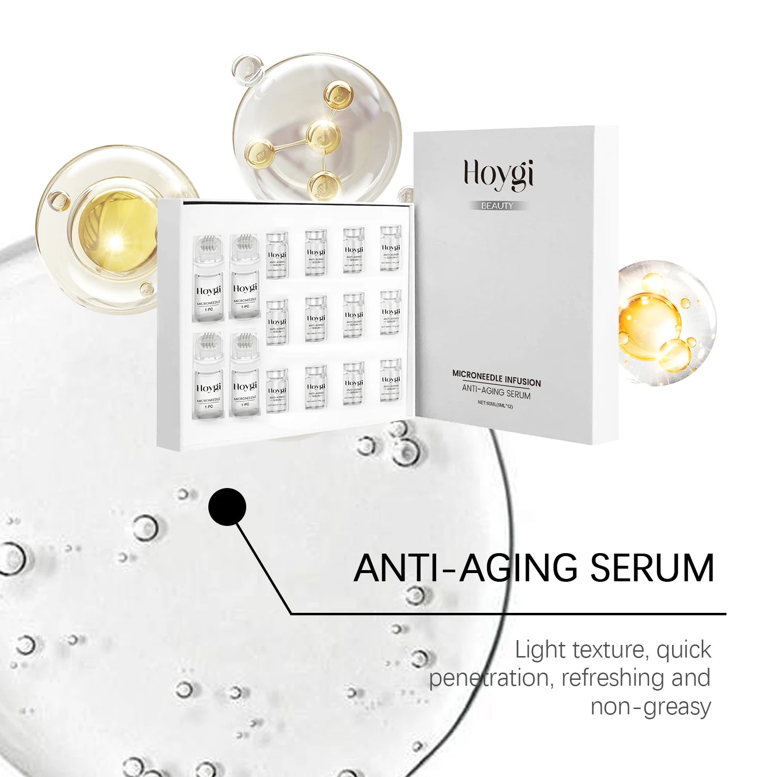 Firming Facial Serum Set with Microneedle Roller Anti-Aging Tightening Hydrating Facial Essence Fade Smoothing Skin Beauty Oasis Select
