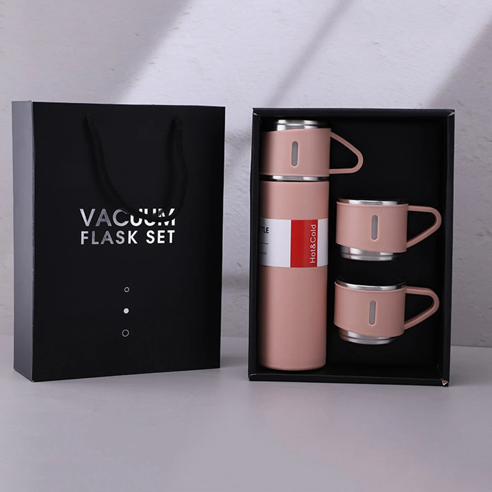 304 Stainless Steel Thermos Gift Set | 3 Lids, Hot & Cold