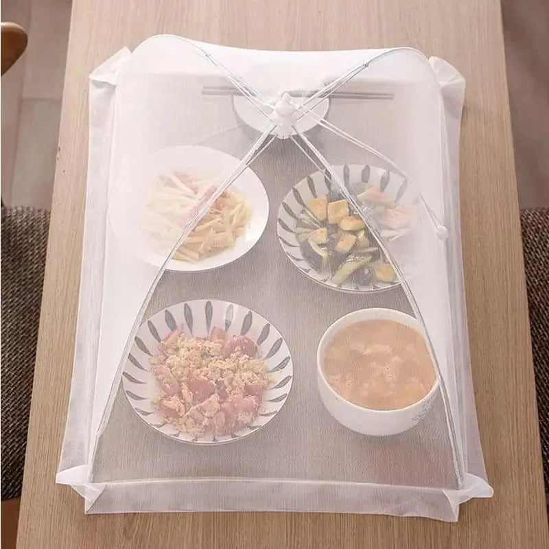 White Food Cover Mesh Folding Washable Flies Tables Cover Insect Proof Protective Dish Covers Home Kitchen Storage Accessaries Oasis Select