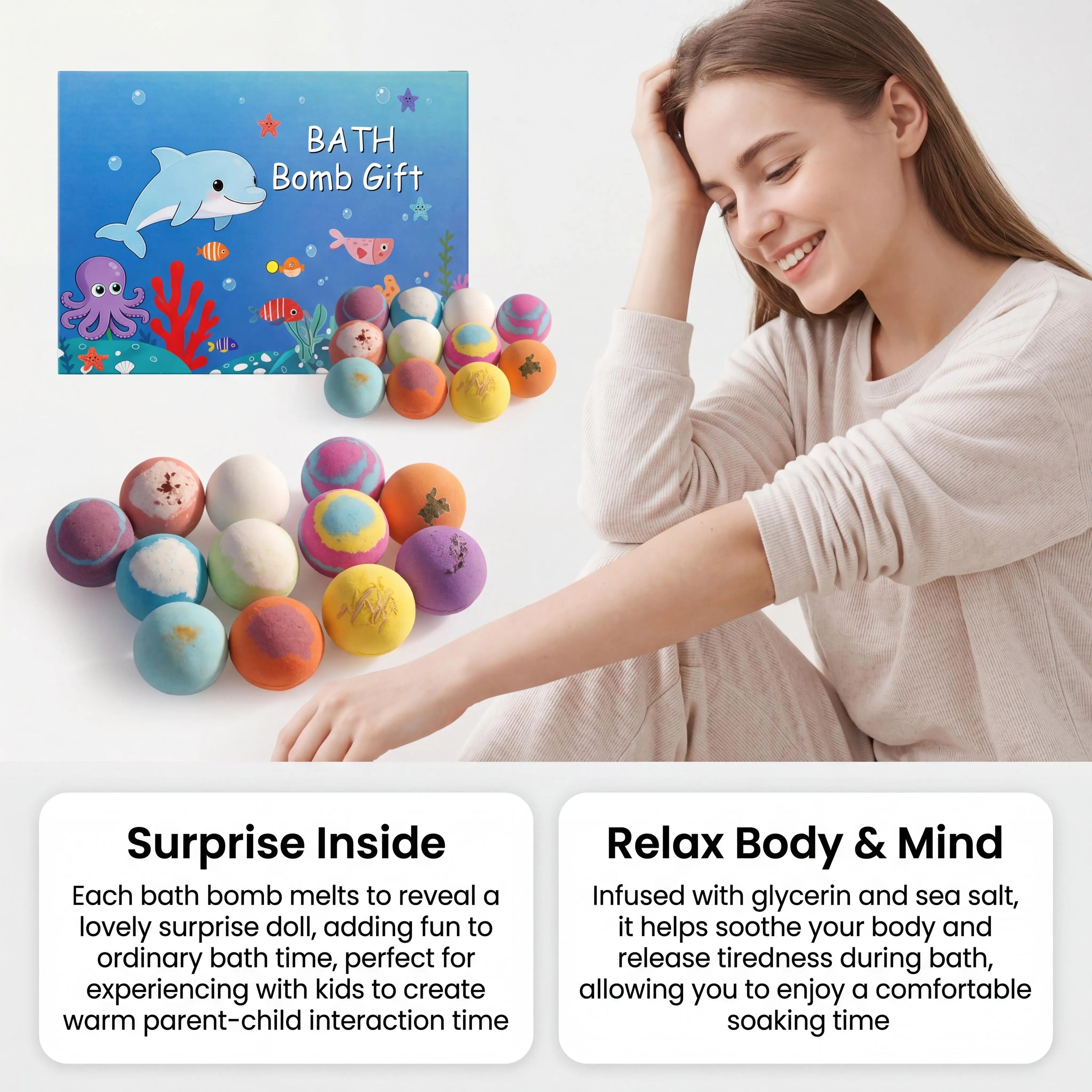 Kids Bath Bombs Set with Surprise Toys – 12-Pack Gift Kids Bath Bomb Set Oasis Select