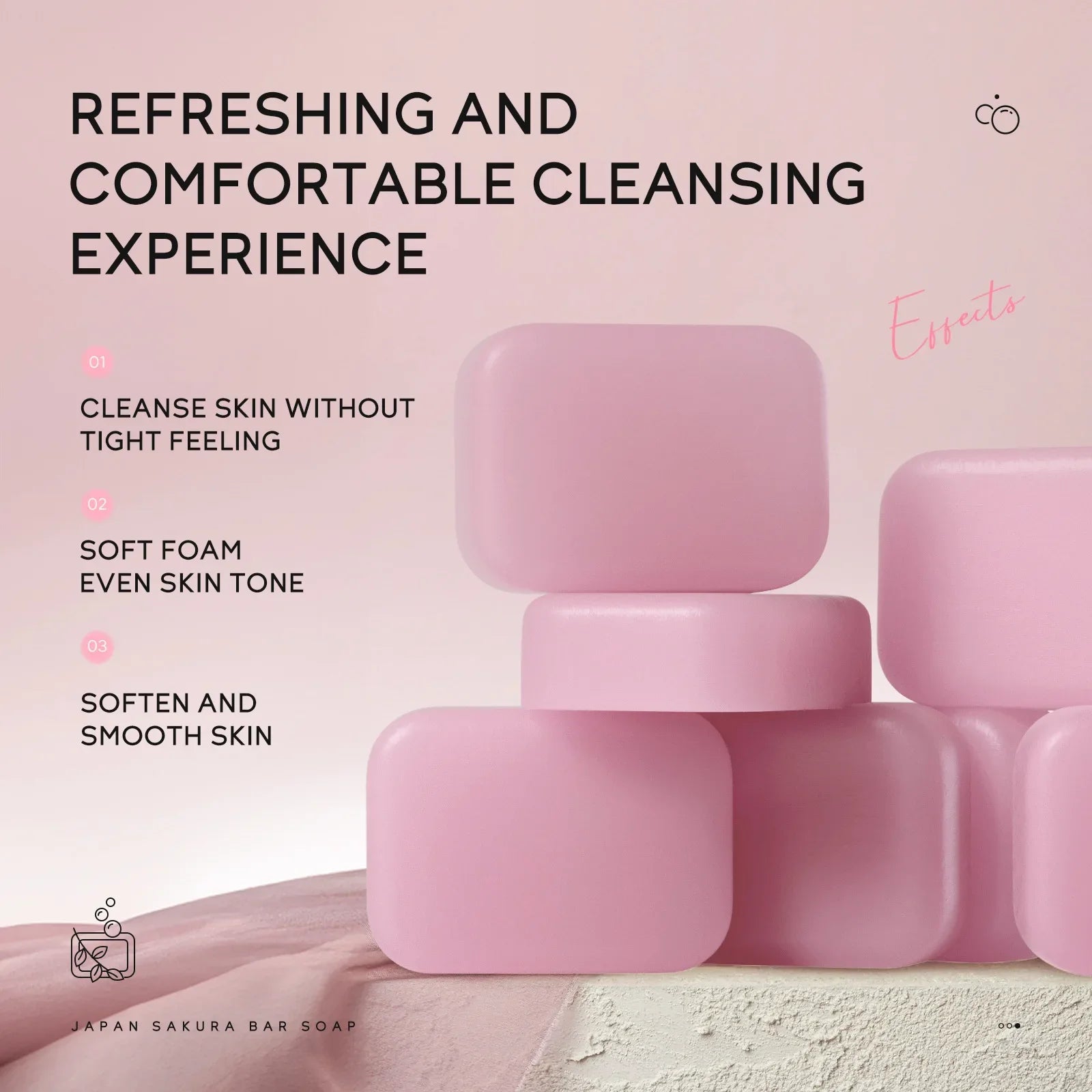 LAIKOU Sakura Facial Body Whitening Soap Reduces Acne Dark Spot Deep Cleaning Cutin For Face Body Skin Care 90g ﻿ Oasis Select