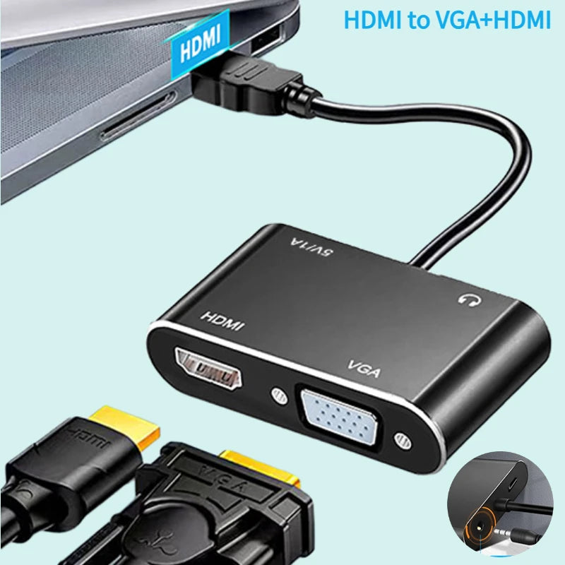 HDMI to 4K VGA Dual Display Adapter with Audio | 1080p HDMI Display Adapter Oasis Select