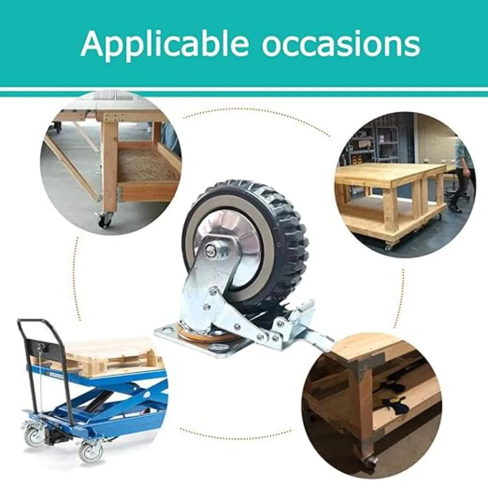 Casters Heavy Loads Rubber Swivel For Furniture Wheels Mover Noiseless Shelf Wheelbarrow Cart Hardwares Transporter Tire Trolley Oasis Select