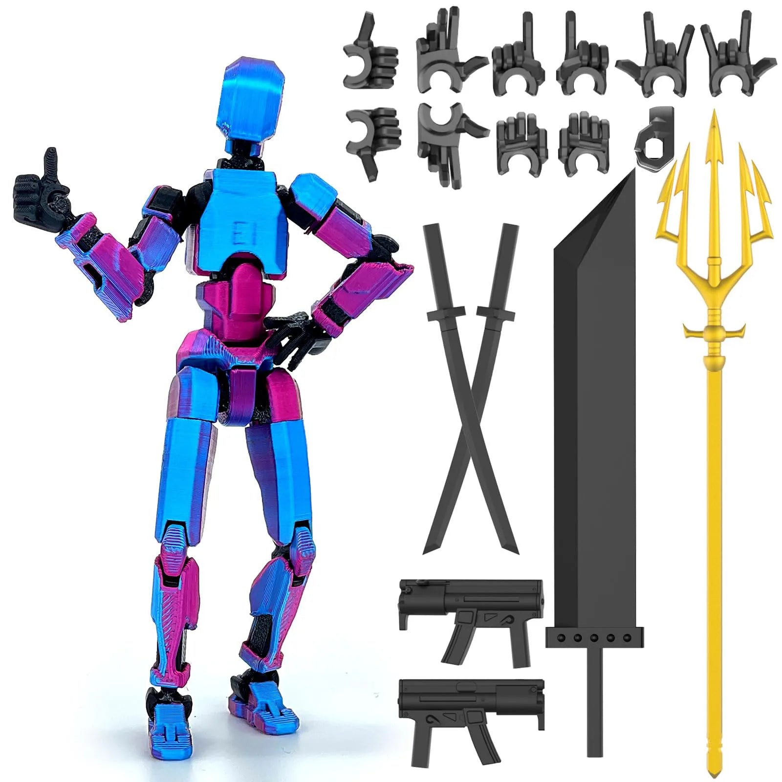 Lucky 13 3D Printed Movable Robot Action Figure & DIY Mannequin Robot Action Figure Oasis Select H One Size