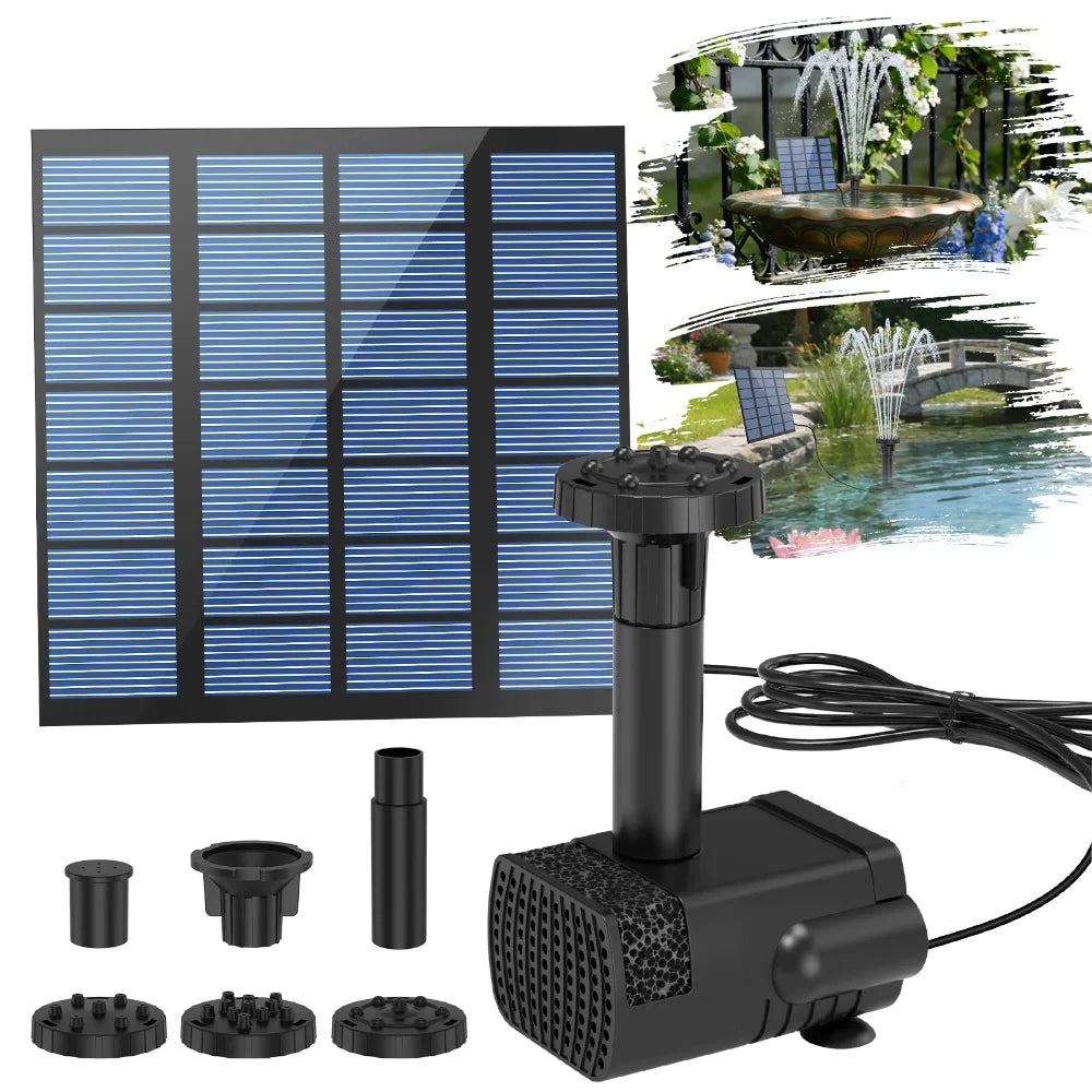 1.8W Split Solar Water Fountain, Powerful Water Pump, with 6 Nozzles and Filter, DIY Water Features, DIY Bird Bath Garden Pond Oasis Select