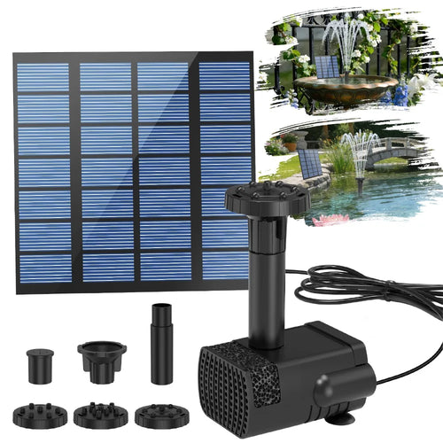 1.8W Split Solar Water Fountain, Powerful Water Pump, with 6 Nozzles and Filter, DIY Water Features, DIY Bird Bath Garden Pond Oasis Select