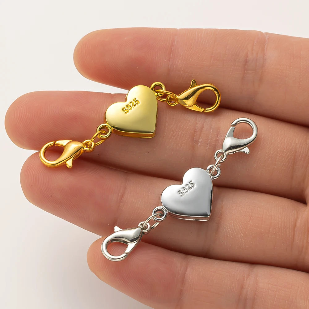 5pcs Heart Shape Locking Magnetic Jewelry Clasp Round Necklace Clasp Closures Bracelet Extender for DIY Jewelry Making Oasis Select