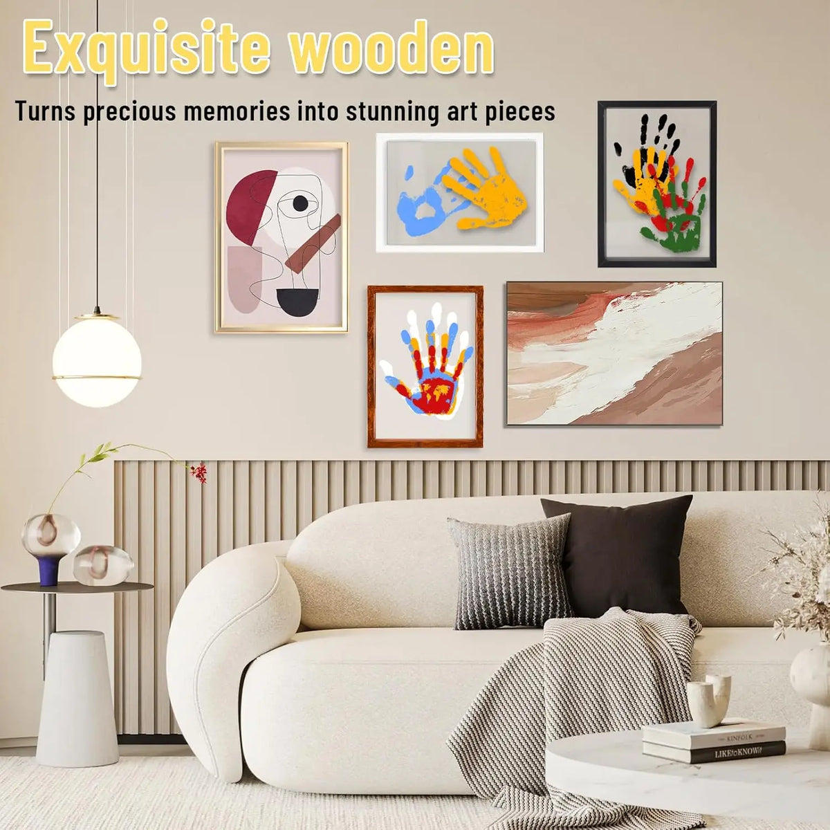 Home Handprint Kit Handmade DIY Home Souvenir Frame with 6-Color Pen DIY Creative Art Handprint Kit Oasis Select
