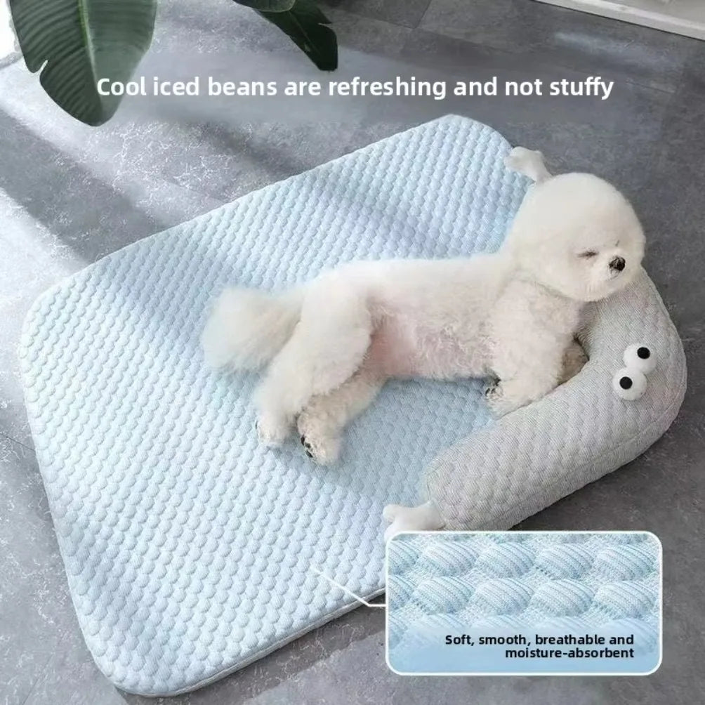 Cartoon Pet Cooling Mat Cat Supplies Breathable Bubble Dot Cute Dog Bed with Pillow Washable Summer Pets Pad for Small Dogs Cats Oasis Select