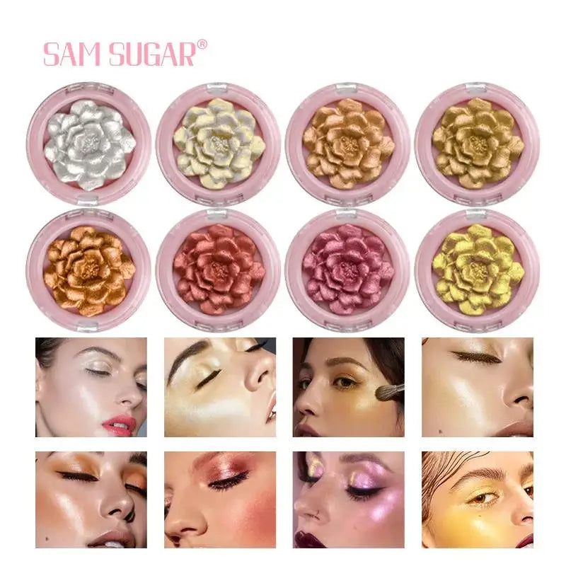 SAM SUGAR 3D Rose Highlighter Palette – Bronzer & Shimmer