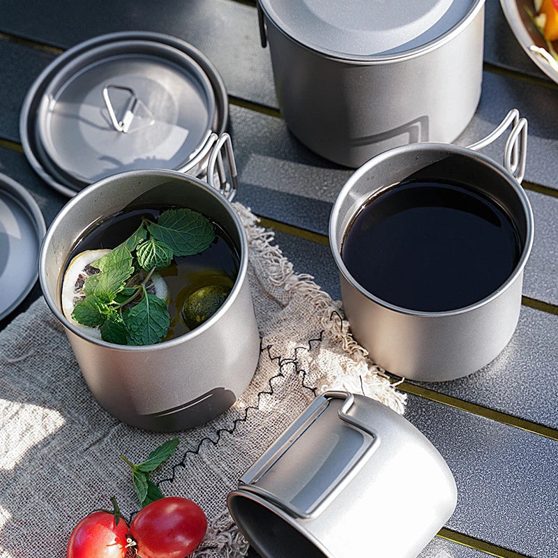 Pure Titanium Folding Camp Mug – Lightweight 220–750ml Cup Titanium Camping Mug Oasis Select
