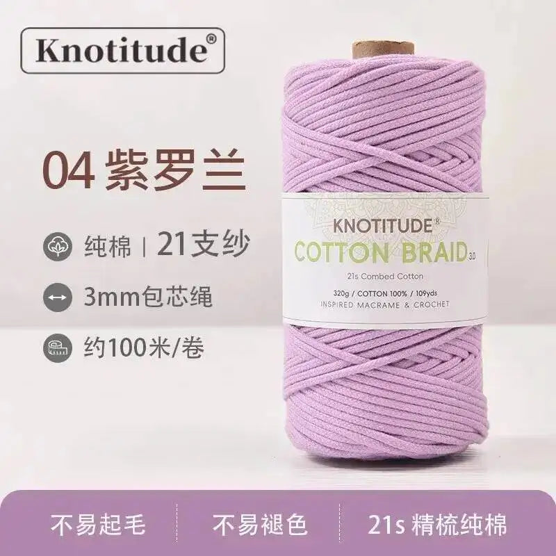 Macrame Braid Cotton Cord 109Yards Pure Rope Bracelet Knots DIY Craft