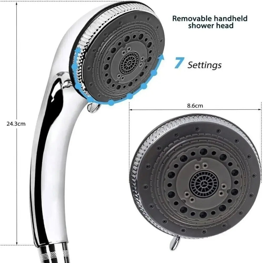 Easy to Use Multifunction Shower Head Adjustable 7 Modes Bathroom Fixture Stainless steel High Pressure Filter Home Oasis Select