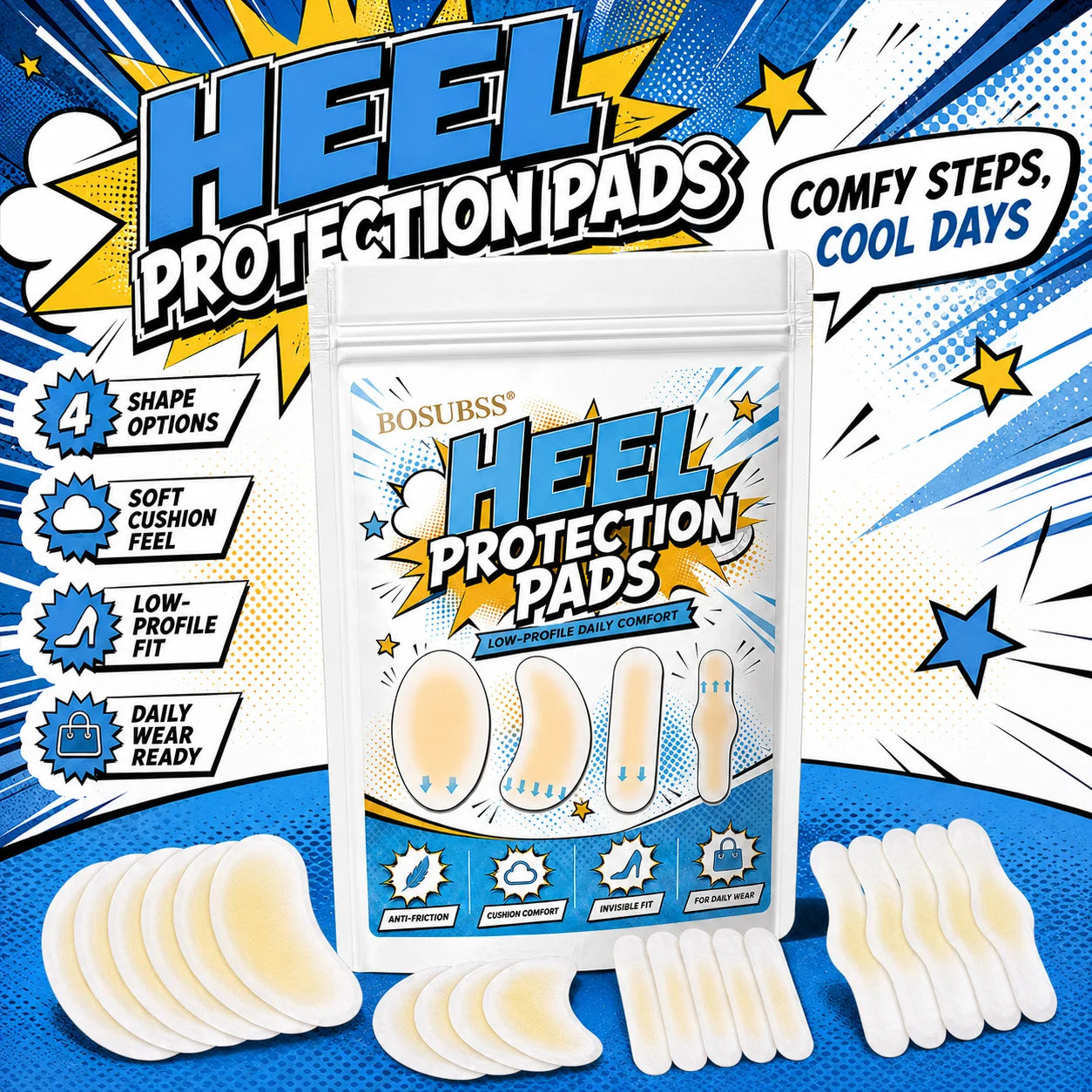 Soft Heel Protection Pads — Stop the Rub, Walk in All-Day Comfort 4/8pcs. Oasis Select