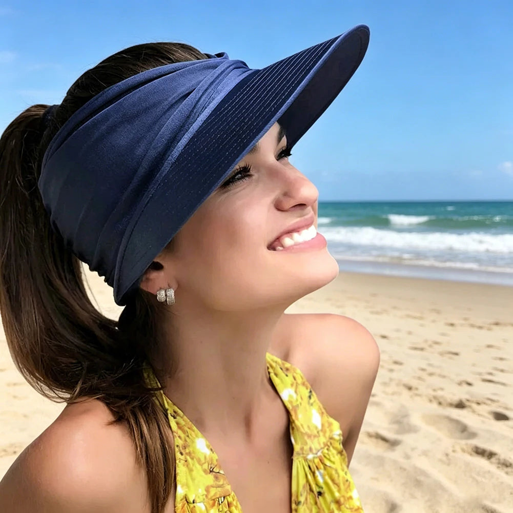 Women's UPF 50+ Wide Brim Empty Top Sun Hat – Beach & Sports