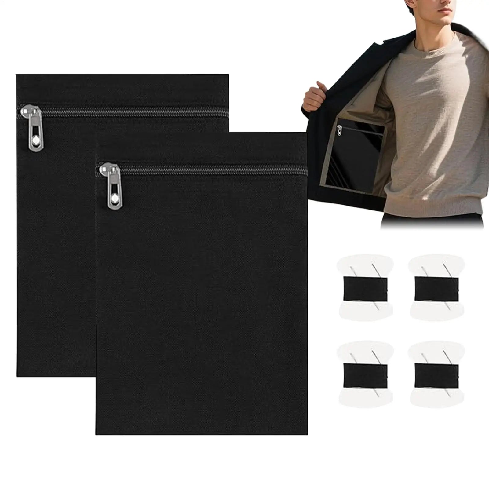2Pcs Sew In Zipper Pocket Anti Theft Hidded Pocket For Jacket Pants Travel Hiking Sports Wear DIY Craft Security Pockets Oasis Select