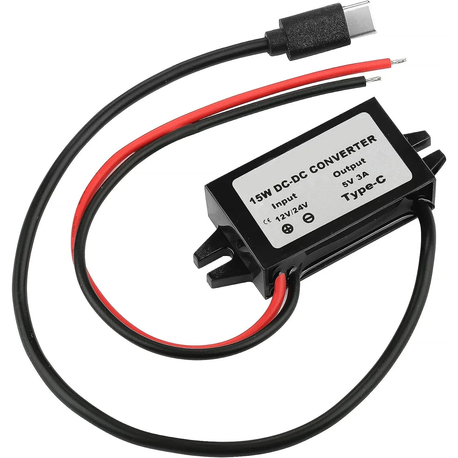 12V/24V to 5V 3A Power Adapter Converter DC-DC Step Down Module USB-A Female/Type C/dual USB/open Wire Connector Waterproof CE Oasis Select USB Type-C Connector 12V24V 5V 3A