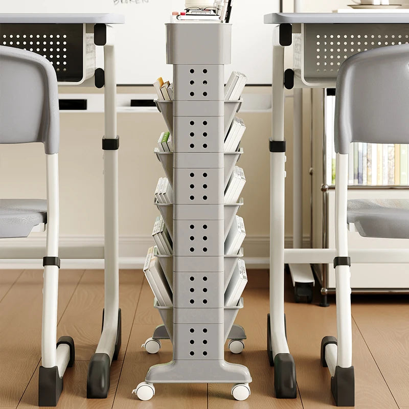 Side table bookshelf, schoolbag storage rack, household multi-level mobile trolley, learning supplies storage rack Oasis Select