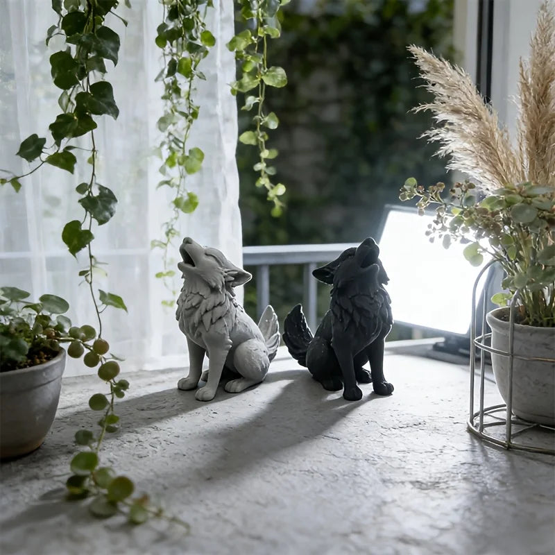 Howling Wolf Miniature Ornament Lonely Wild Wolf Statue Handicraft ForDIY Dioramas Wildlife Collectors Office Bedroom Decor Gift Oasis Select