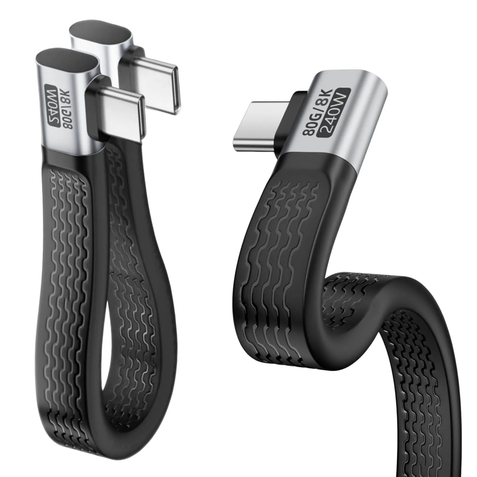 USB4 Type-C Flat Cable 240W 80Gbps 8K 60Hz – 13cm Short USB-C Charging Cable Oasis Select