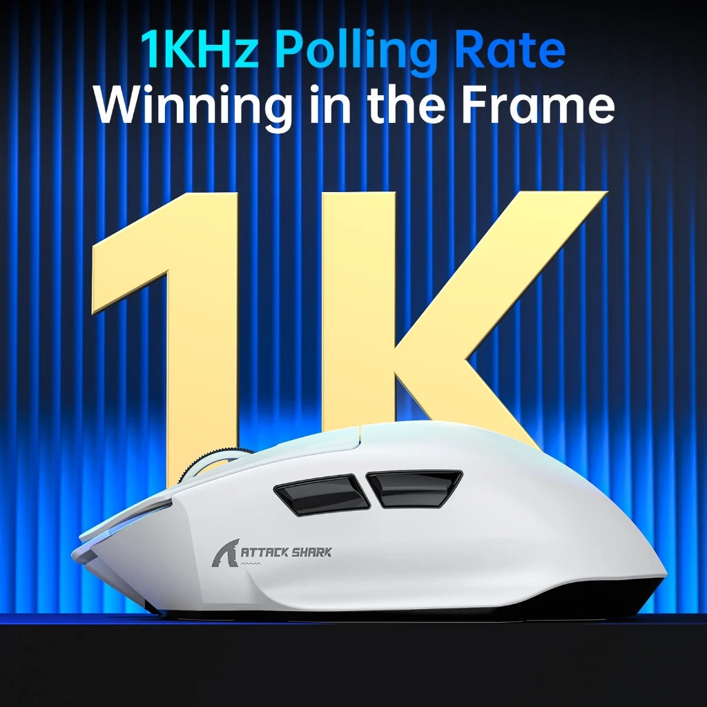 Attack Shark V6 Tri-Mode Gaming Mouse Wireless, 65g UltraLight, PAW3311 Sensor, RGB Magnetic Charging Dock,1000Hz 500mAh Battery Oasis Select