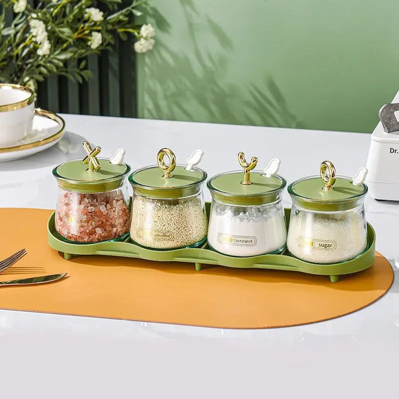Seasoning Rack & Spice Jar Set | Dustproof Kitchen Storage