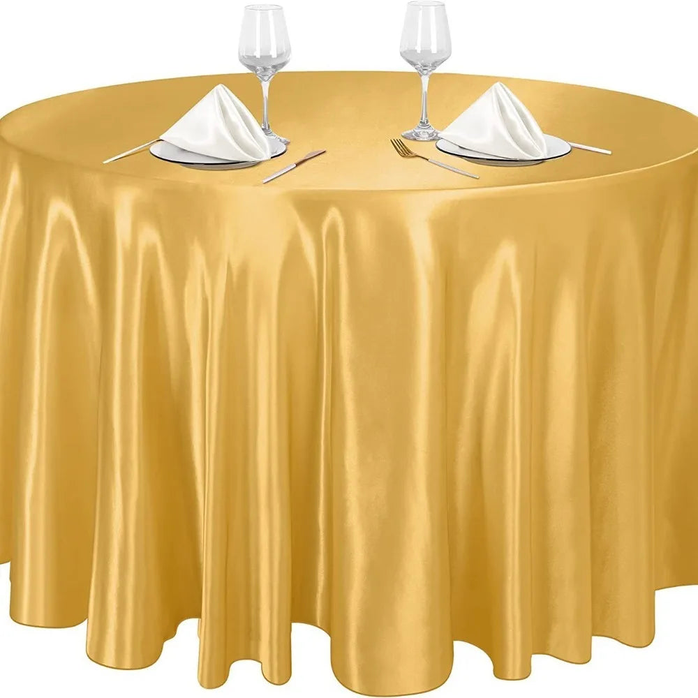 Round Satin Tablecloth | Imitation Silk Banquet Table Cover Satin Tablecloth Oasis Select Gold 145cm
