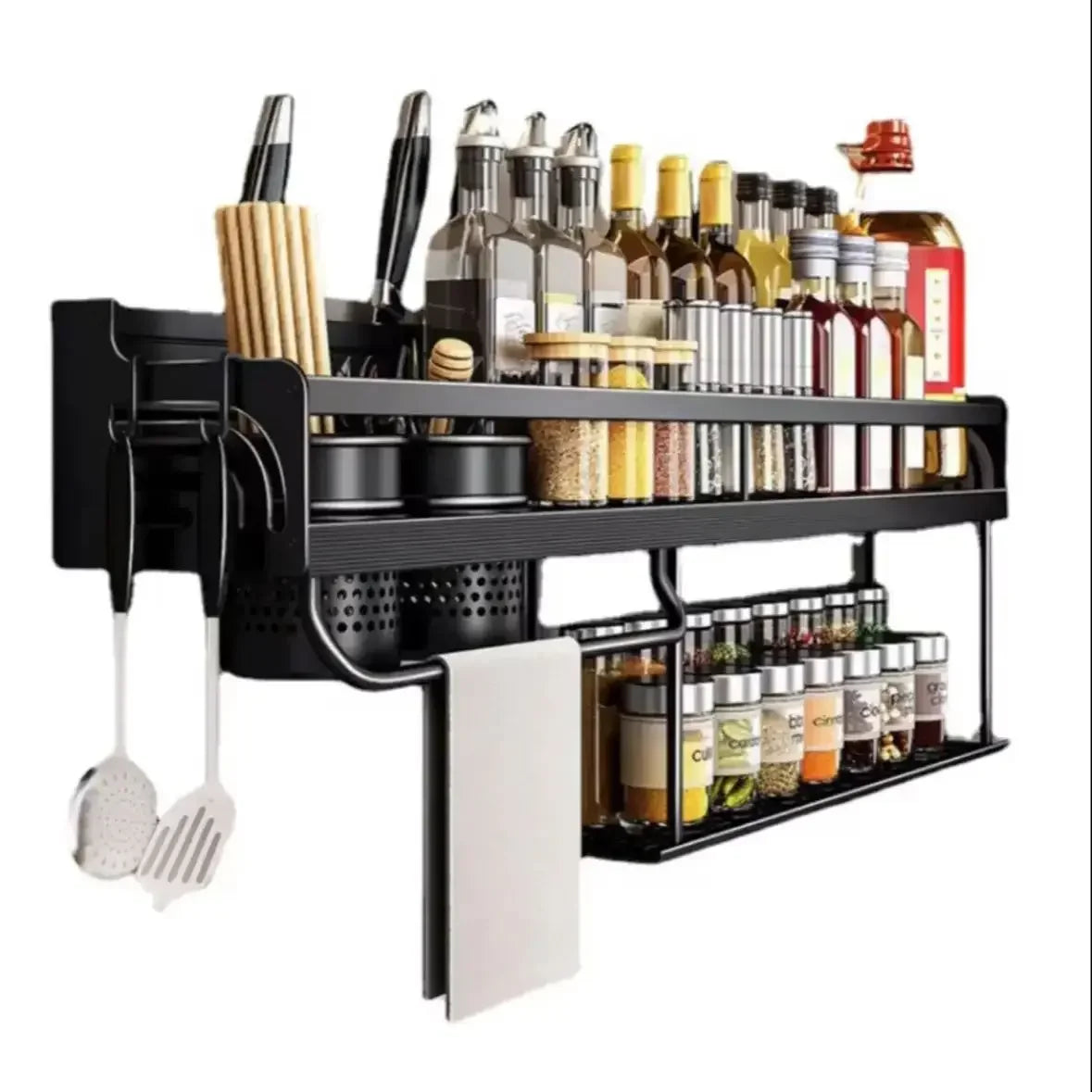 Kitchen Organizer Shelf Wall-mounted Spice Storage Rack Kitchen Knife Holder Wall Seasoning Chopstick Spoon Shovel Storage Oasis Select