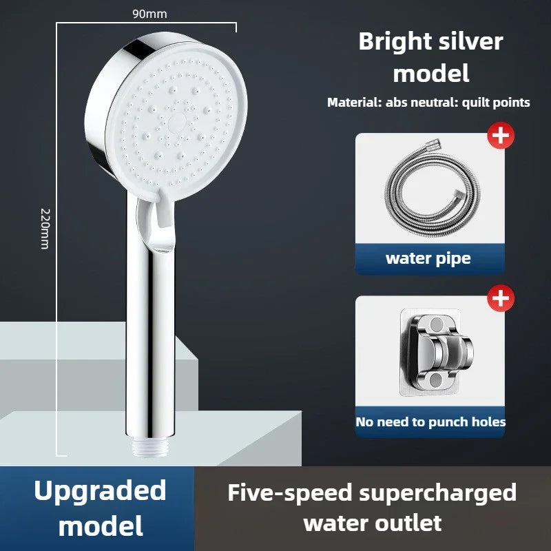 High Pressure Shower Head 3 Modes Adjustable Filter Shower Head Set New Bathroom Shower Head Accessories Sprayer Oasis Select silver set - 3pcs