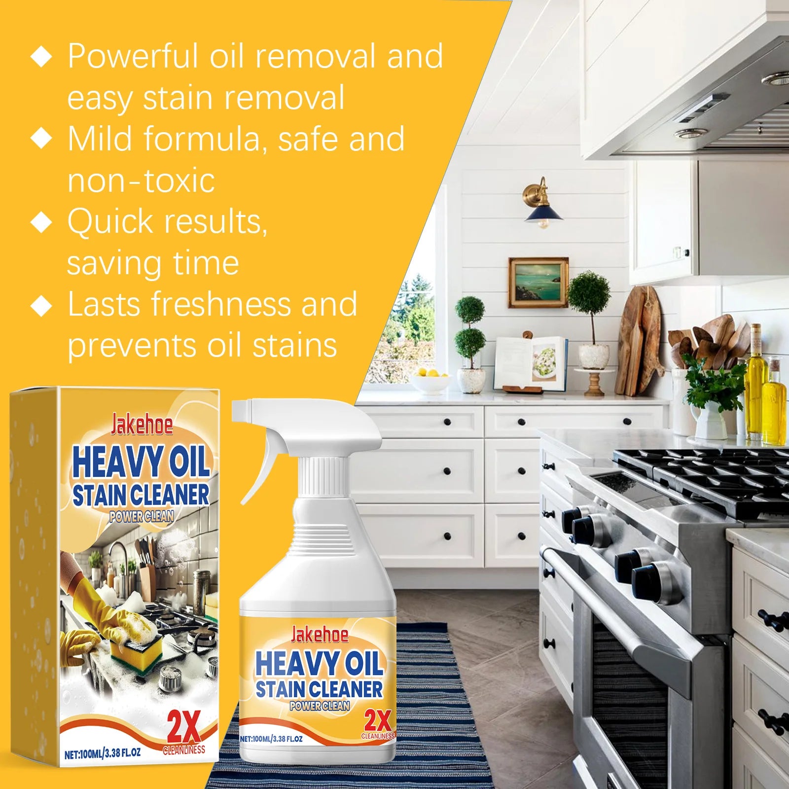Jakehoe Kitchen Degreasing Cleaning Spray Suitable For Bbq Oven Stove Powerful Removal Of Oil Multipurpose Wash Home Use Cleaner Oasis Select