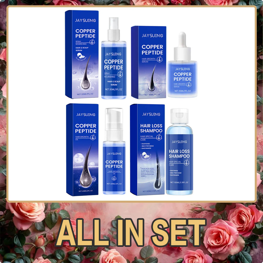 Copper Peptide Hair Growth Set – Shampoo, Serum, Spray & Oil Hair Growth Care Set Oasis Select All In 4pcs Set