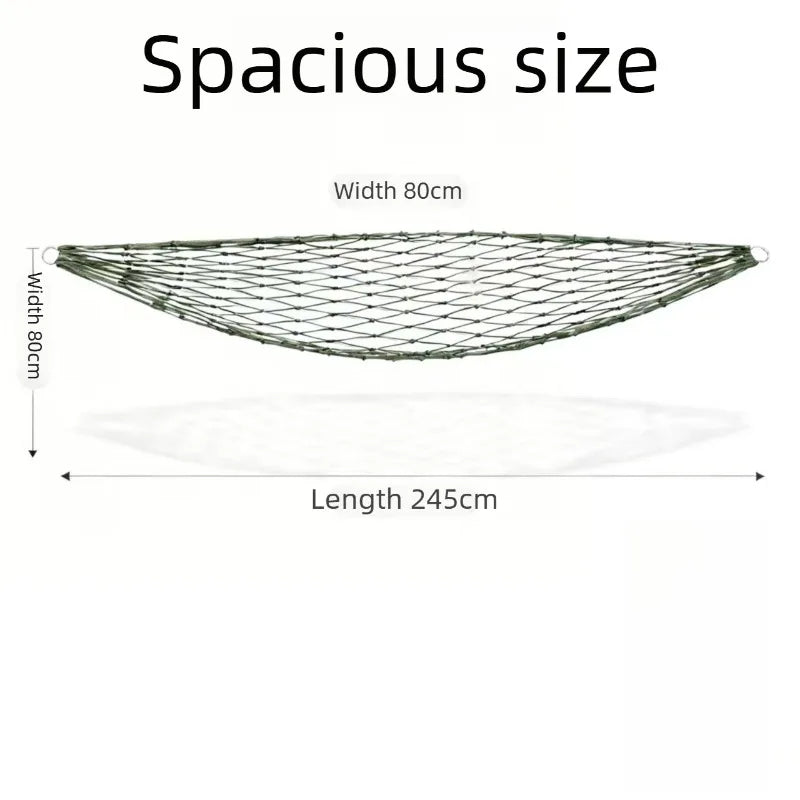 Portable Nylon Mesh Hammock with Hanging Ropes Lightweight Outdoor Swing Bed for Camping Beach Garden and Travel Use Oasis Select green