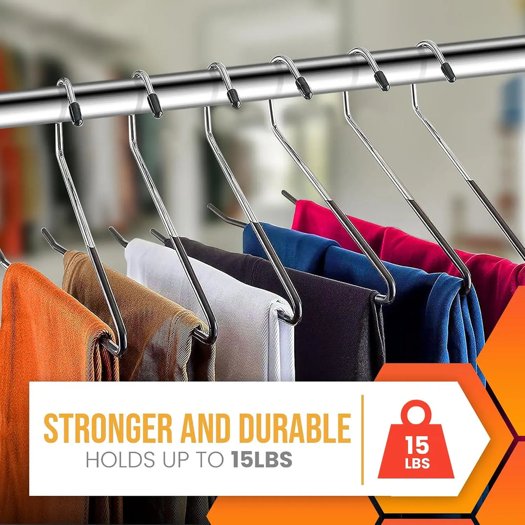 20pcs Pants Hangers Non-Slip, Heavy Duty Strong Stainless Steel Trouser Racks, Open Ended Jeans Hangers for Closet Space Saver Oasis Select