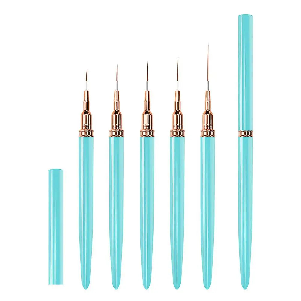 5-Piece Nail Art Liner Brush Set – UV Gel & Polish Detail Pens Nail Art Brush Set Oasis Select blue