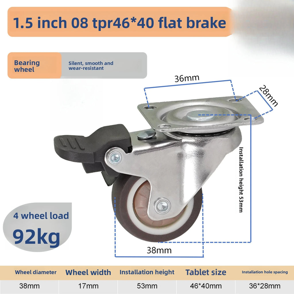 4pcs Universal Swivel Casters Heavy Duty Furniture Wheel Castor Silent Trolley Wheels for Table Chair Sofa with Safety Brake Oasis Select 1.5 inch 4pcs 2