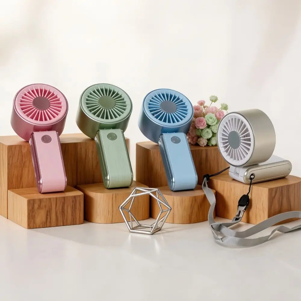 Foldable Portable Electric Fan Quiet Operation 3 Speeds Neck Hanging Small Fan Low Noise Handheld Mini Fan Desktop Use Oasis Select