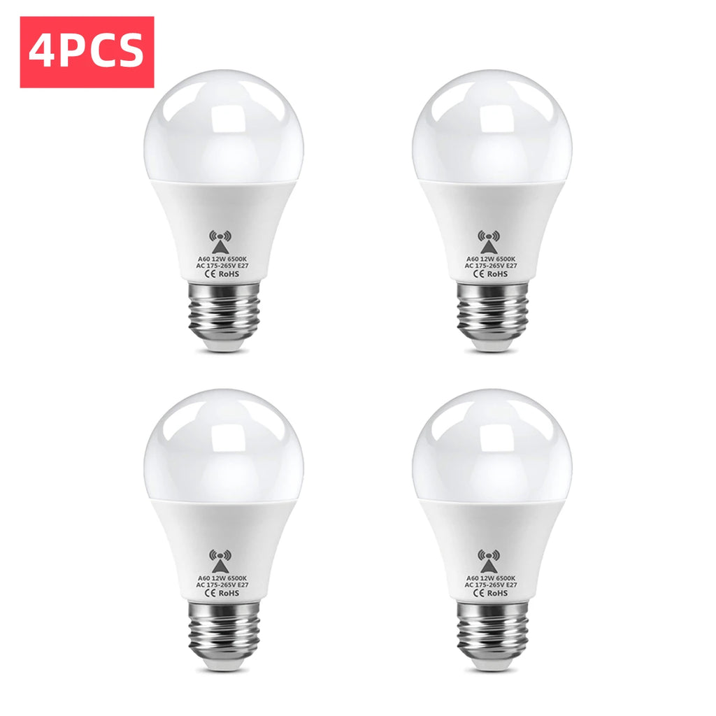 Energy Saving E27 LED Radar Sensitive Light Bulb 2-10Pcs 220V Auto On Off Radar Smart Detect Light Sensor Lamp For Doorway Stair Oasis Select 4x Light Bulb WHITE