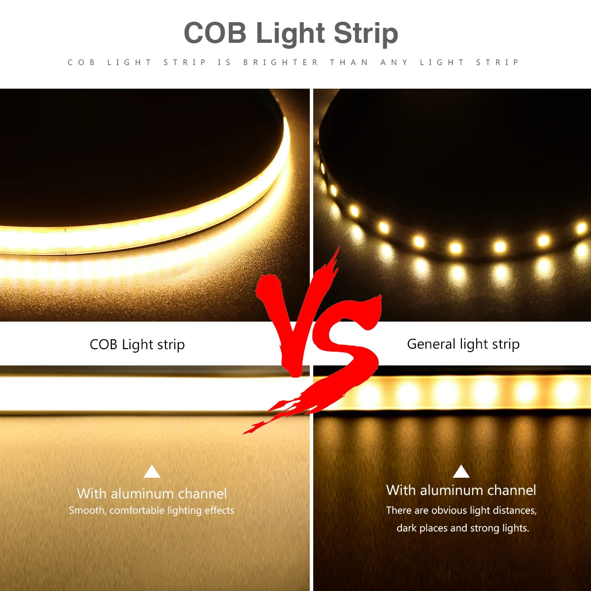 COB LED Strip Light Flexible Lamp Tape Neon Light 12V High Bright Kitchen Cabinet TV Desktop Screen BackLight Car Room Decor ﻿ Oasis Select