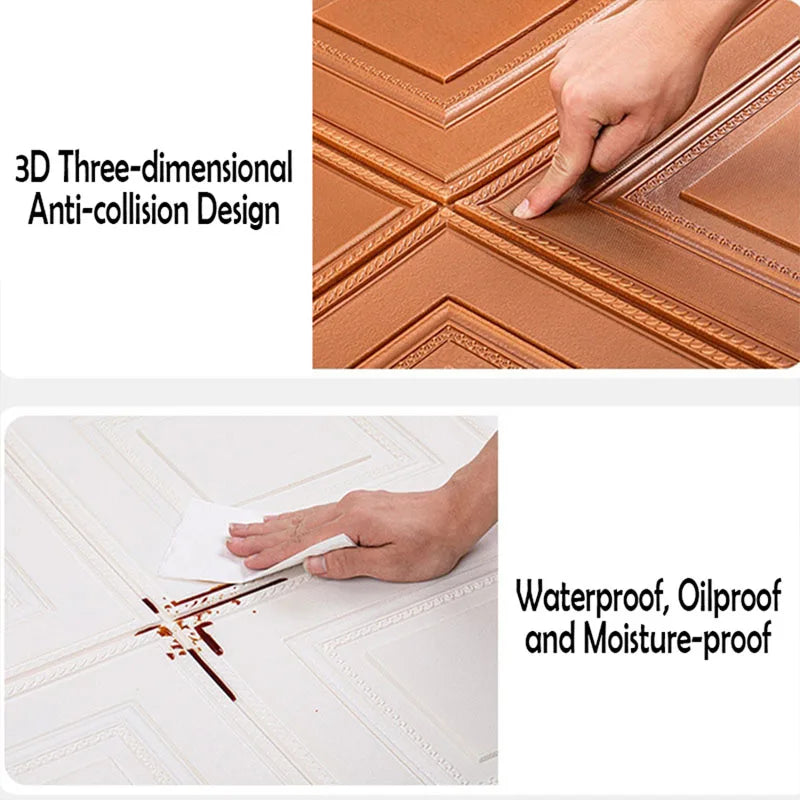 Adhesive Wall Wallpaper Waterproof and Moisture-proof Ceiling 3D Sheet Paper Safe Collision Prevention 35cm*35cm Sticker Home Oasis Select